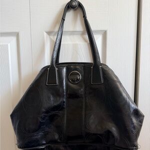 Coach Classic & Vintage Black Signature Leather Tote